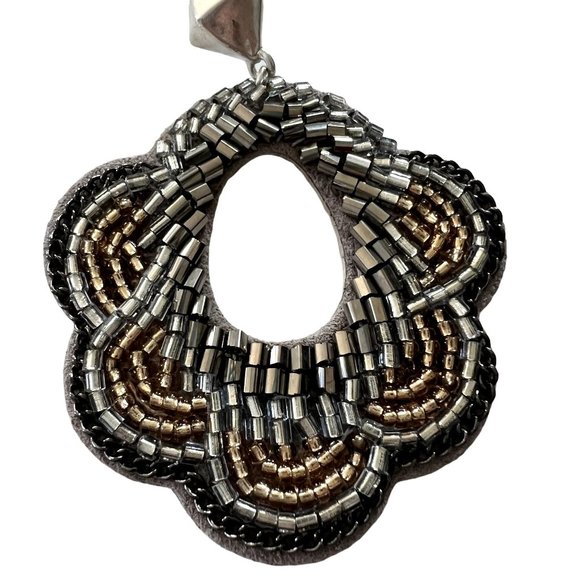 NIB Stella & Dot Dove Statement Earrings Beaded Silver Post - Picture 4 of 11